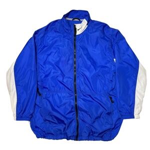 Vintage Nike Windbreaker Jacket 90s Full Zip Blue and White Men's Size XL Swoosh